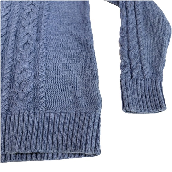 LL Bean Blue Double L Mixed Cable Crew Neck Pullover Sweater Size MEDIUM - Picture 6 of 11